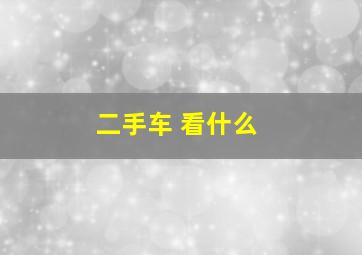 二手车 看什么